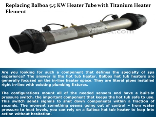 Replacing Balboa 5.5 KW Heater Tube with Titanium Heater Element