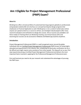 Am I Eligible for Project Management Professional (PMP) Exam