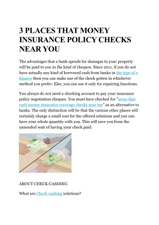 3 Places That Cash Insurance Checks Near Me