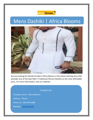 Mens Dashiki | Africa Blooms