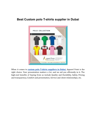 Best Custom polo T-shirts supplier in Dubai