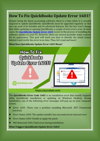 How To Fix QuickBooks Update Error 1603