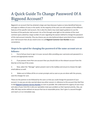 A Quick Guide To Change Password Of A Bigpond Account