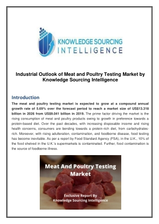 Industrial Outlook of Meat And Poultry Testing Market