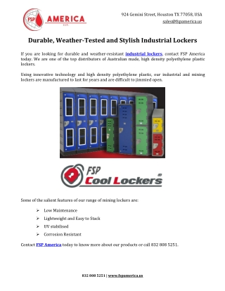 Durable, Weather-Tested and Stylish Industrial Lockers