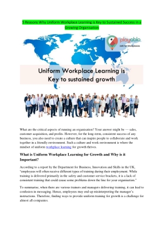 5 Reasons Why Uniform Workplace Learning is Key to Sustained Success in a Growing Organisation