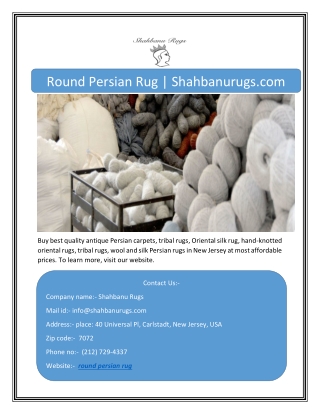 Round Persian Rug | Shahbanurugs.com