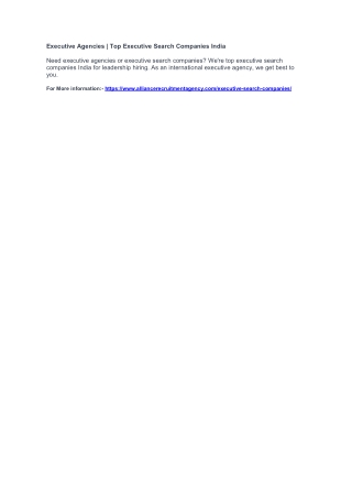 Executive Agencies | Top Executive Search Companies India