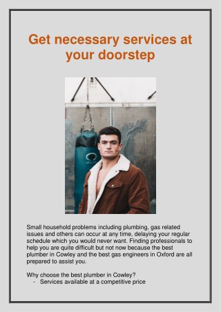 Get necessary services at your doorstep