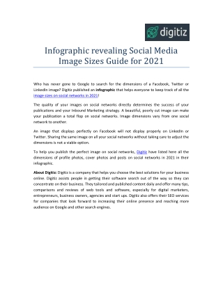 Infographic revealing Social Media Image Sizes Guide for 2021
