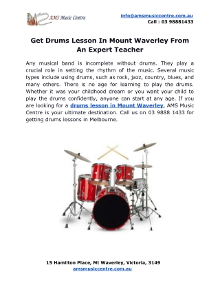 Get Drums Lesson In Mount Waverley From An Expert Teacher