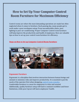 How to Set Up Your Computer Control Room Furniture for Maximum Efficiency