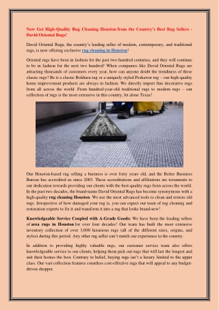 Now Get High-Quality Rug Cleaning Houston from the Country’s Best Rug Sellers
