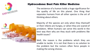Hydrocodone: Best Pain Killer Medicine