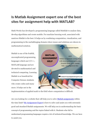 Is Matlab Assignment expert one of the best sites for assignment help with MATLAB