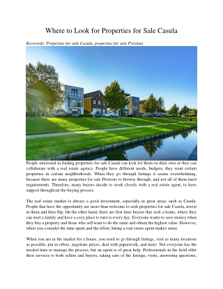 Where to Look for Properties for Sale Casula