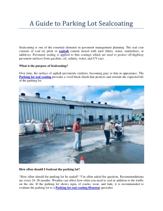 A Guide to Parking Lot Sealcoating