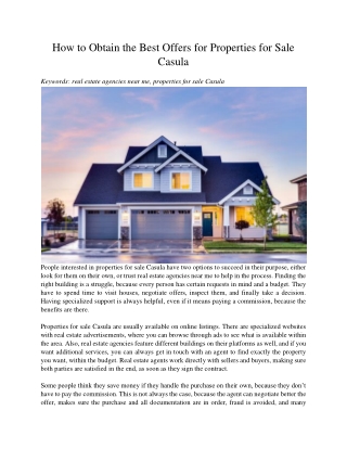 How to Obtain the Best Offers for Properties for Sale Casula
