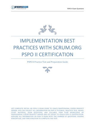Implementation Best Practices with Scrum.org PSPO II Certification