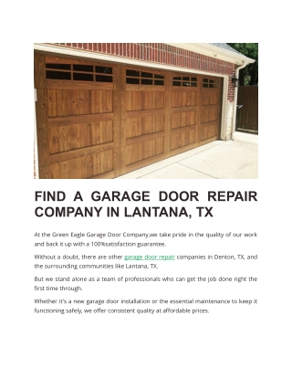 Find a Garage Door Repair Company in Lantana, TX