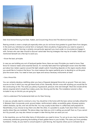 Deer And Animal Fencing And Deer, Rabbit, and Floor Hog Fence And The Electric Y