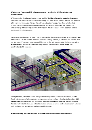 BIM Coordination Services- Silicon Outsourcing