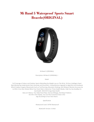Mi Band 5 Waterproof Sports Smart Bracele