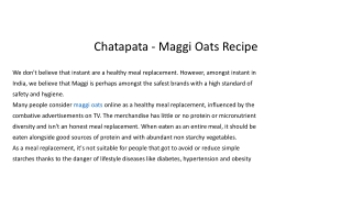 Chatapata - Maggi Oats Recipe