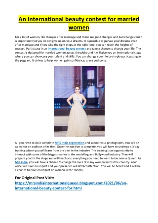 An International beauty contest for married women