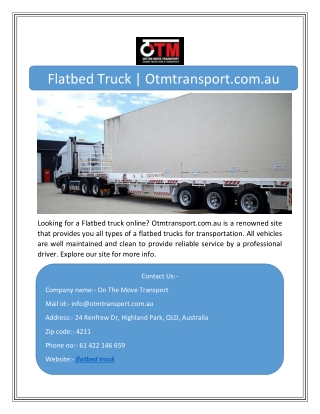 Flatbed Truck | Otmtransport.com.au