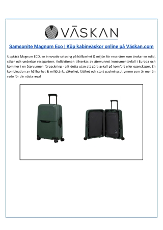 Samsonite Magnum Eco | Köp kabinväskor online på Väskan.com