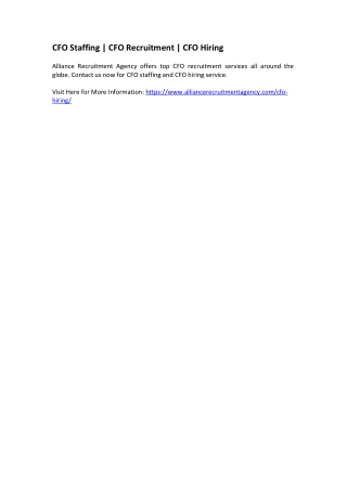 CFO Staffing - CFO Recruitment - CFO Hiring