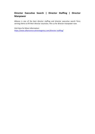 Director Executive Search - Director Staffing  Director Manpower