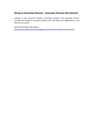 Hiring an Executive Director - Executive Director Recruitment