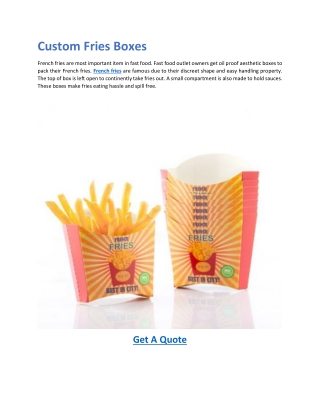 Custom Fries Boxes-Chinese Take Out Boxes