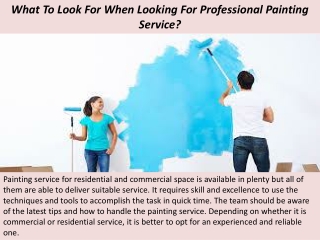 What To Look For When Looking For Professional Painting Service?