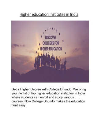 Higher education Institutes in India