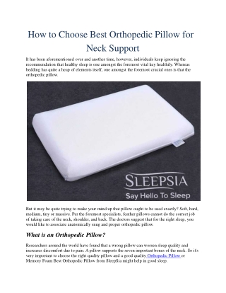 How to Choose Best Orthopedic Pillow for Neck Support