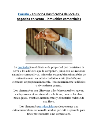 Coruña - anuncios clasificados de locales, negocios en venta - inmuebles comerci
