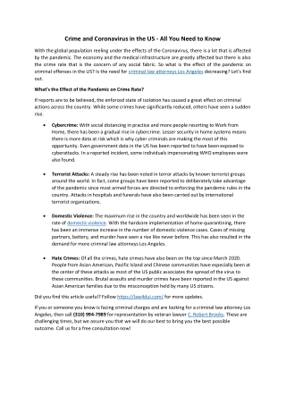 Crime and Coronavirus in the US - All You Need to Know