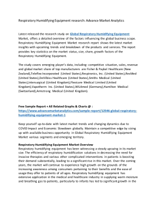 Respiratory Humidifying Equipment research