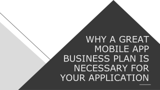 WHY A GREAT MOBILE APP BUSINESS PLAN IS NECESSARY FOR YOUR APPLICATION