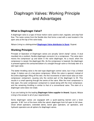 Diaphragm Valves_ Working Principle and Advantages