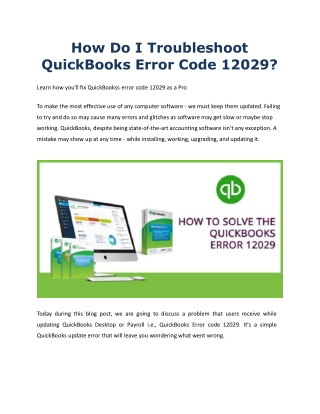 QuickBooks Error 12029 - How to Fix 12xxx Series