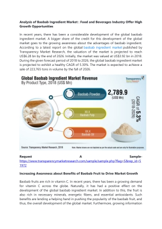 Analysis of Baobab Ingredient Industry: Food and Beverages Industry Offer High G