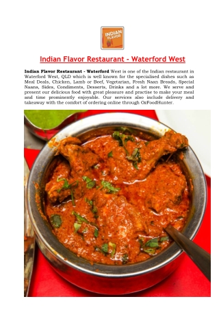 5% Off @ Indian Flavor Restaurant - Takeaway Waterford West, QLD