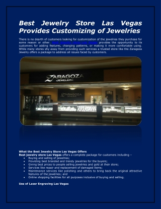 Best Jewelry Store Las Vegas Provides Customizing of Jewelries