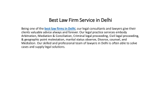 Best Law Firm Service in Delhi