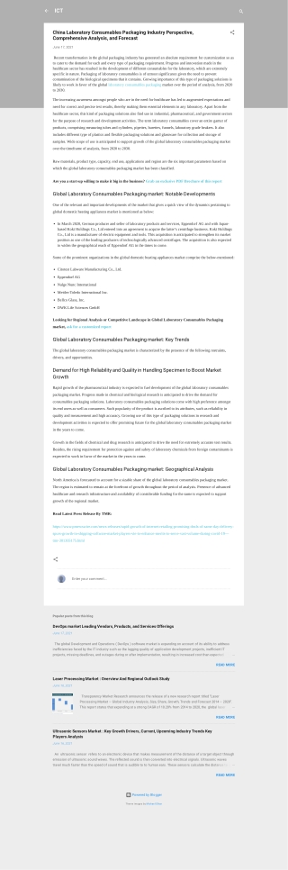 Laboratory Consumables Packaging Market Demand & Insights by 2030