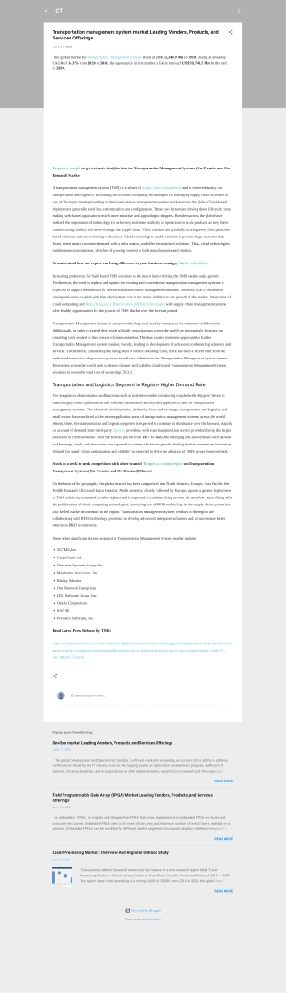 Transportation Management Systems Market to Reach US$ 59,748.5 Mn by 2030